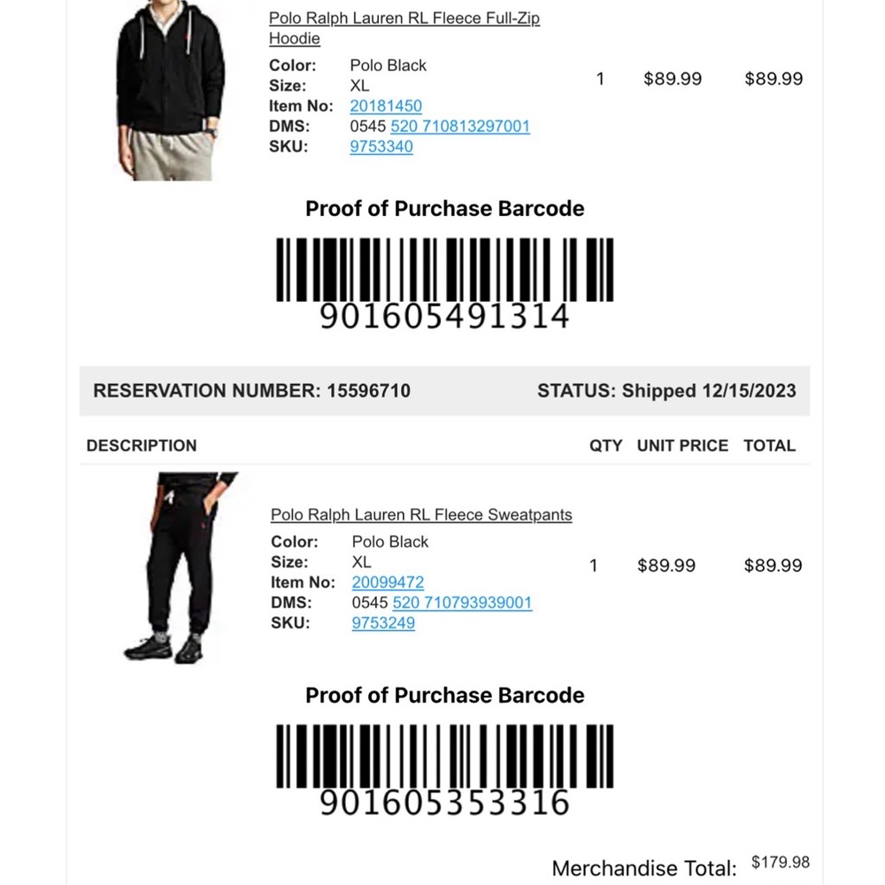 Polo by Ralph Lauren Black Sweatsuit - Picture 6 of 6